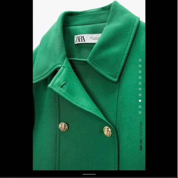 Women Zara Apple Green Buttoned Coat Size XS - Picture 7 of 16